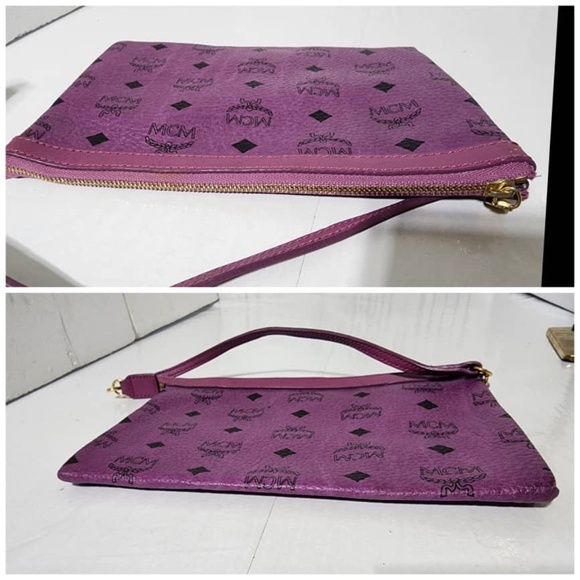 Authentic MCM Visetos Liz Shopper Pochette/Wristlet Purple - Picture 5 of 11